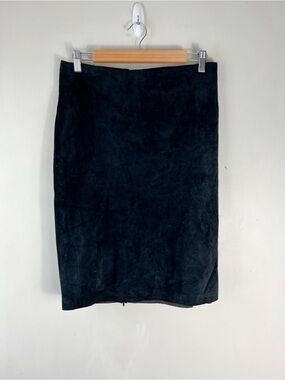 Danier Leather Black Suede Leather Pencil Skirt Size 6 High Waisted Classic